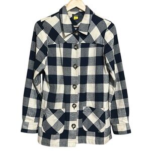 Cabela's Blue/White Checkered Shirt Shacket Button Up Buffalo Plaid Size S